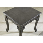 Grey / Cherry Traditional Ornate Resin End Table with Claw Feet