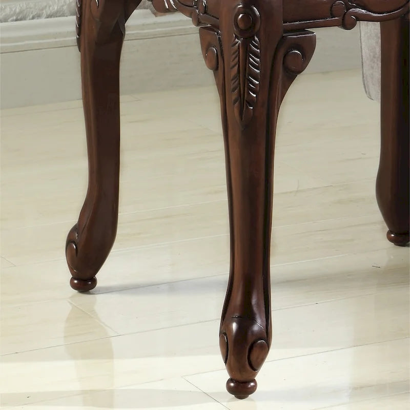 Grey / Cherry Traditional Ornate Resin End Table with Claw Feet