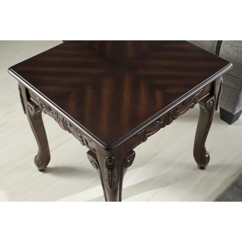 Grey / Cherry Traditional Ornate Resin End Table with Claw Feet