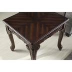 Grey / Cherry Traditional Ornate Resin End Table with Claw Feet
