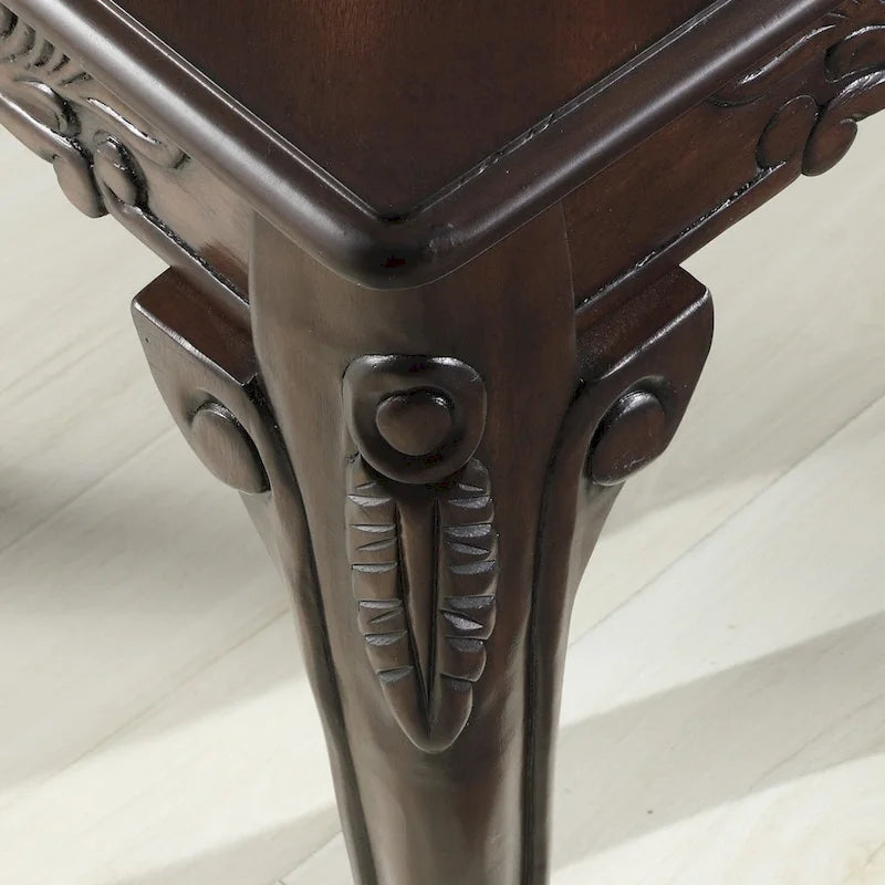 Grey / Cherry Traditional Ornate Resin End Table with Claw Feet
