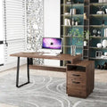 Brown 65-Inch Writing & Computer Desk with 2 Drawers – 1 Person