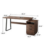 Brown 65-Inch Writing & Computer Desk with 2 Drawers – 1 Person