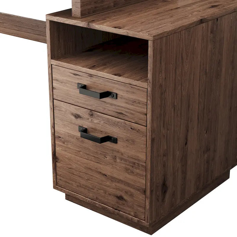 Brown 65-Inch Writing & Computer Desk with 2 Drawers – 1 Person