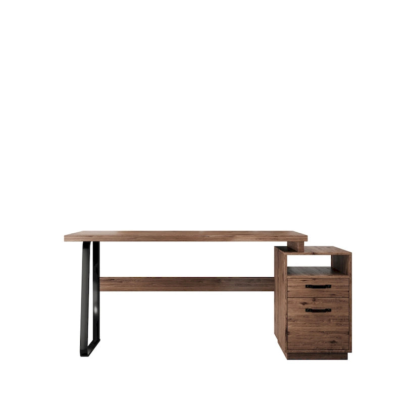 Brown 65-Inch Writing & Computer Desk with 2 Drawers – 1 Person