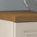 60W L-Shaped Desk & 2-Door Storage Cabinet with File Drawer – Antique White / Gray / Black
