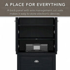 60W L-Shaped Desk & 2-Door Storage Cabinet with File Drawer – Antique White / Gray / Black