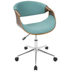 Mid-Century Modern Swivel Office Chair – Cream / Teal / Orange – 1 Person