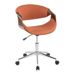 Mid-Century Modern Swivel Office Chair – Cream / Teal / Orange – 1 Person
