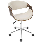 Mid-Century Modern Swivel Office Chair – Cream / Teal / Orange – 1 Person