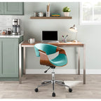 Mid-Century Modern Swivel Office Chair – Cream / Teal / Orange – 1 Person