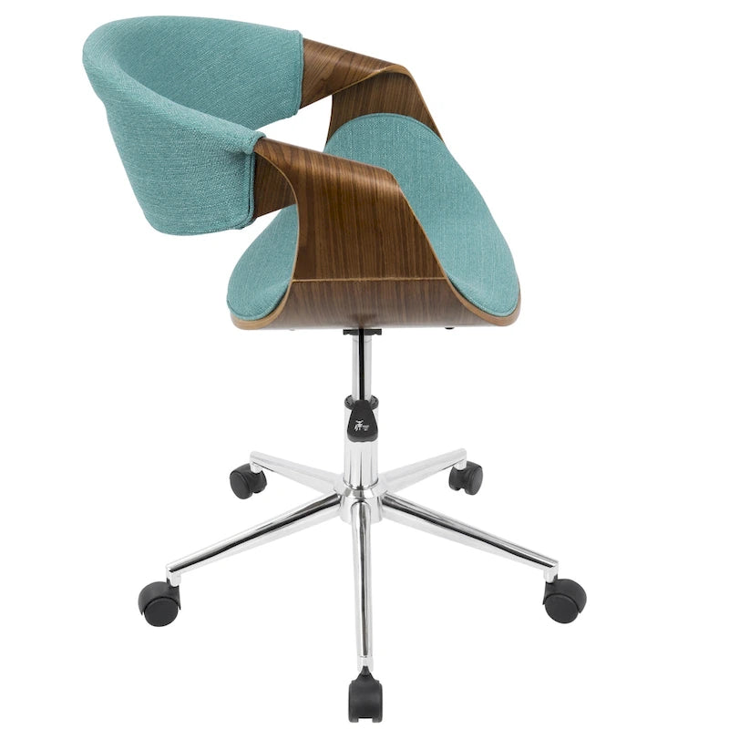 Mid-Century Modern Swivel Office Chair – Cream / Teal / Orange – 1 Person