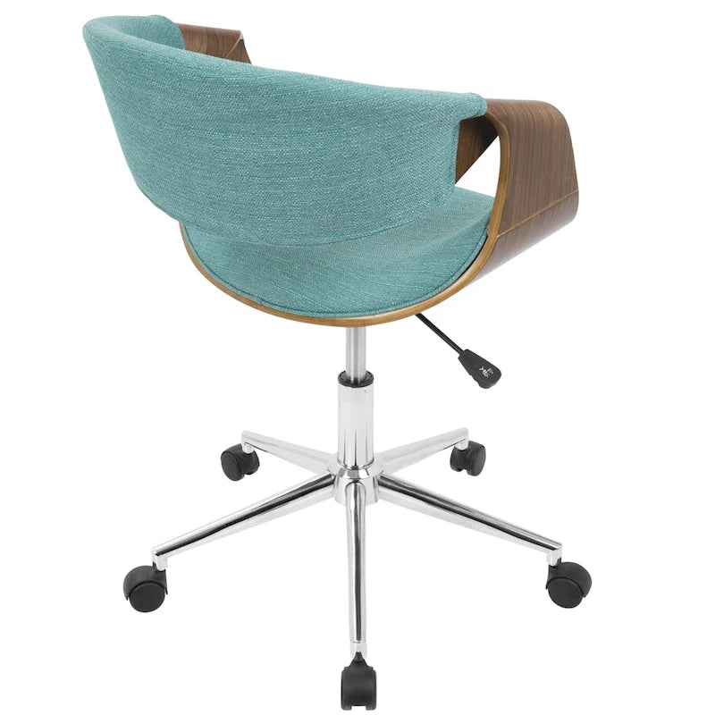 Mid-Century Modern Swivel Office Chair – Cream / Teal / Orange – 1 Person