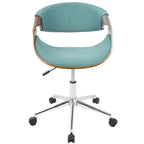 Mid-Century Modern Swivel Office Chair – Cream / Teal / Orange – 1 Person