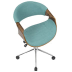 Mid-Century Modern Swivel Office Chair – Cream / Teal / Orange – 1 Person