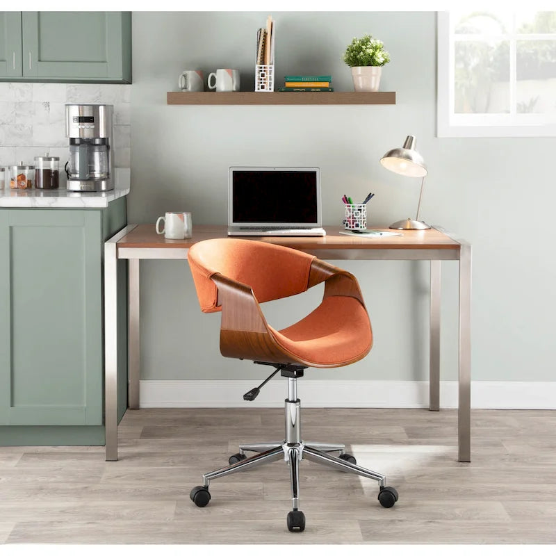 Mid-Century Modern Swivel Office Chair – Cream / Teal / Orange – 1 Person