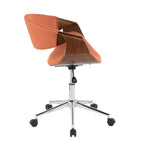 Mid-Century Modern Swivel Office Chair – Cream / Teal / Orange – 1 Person