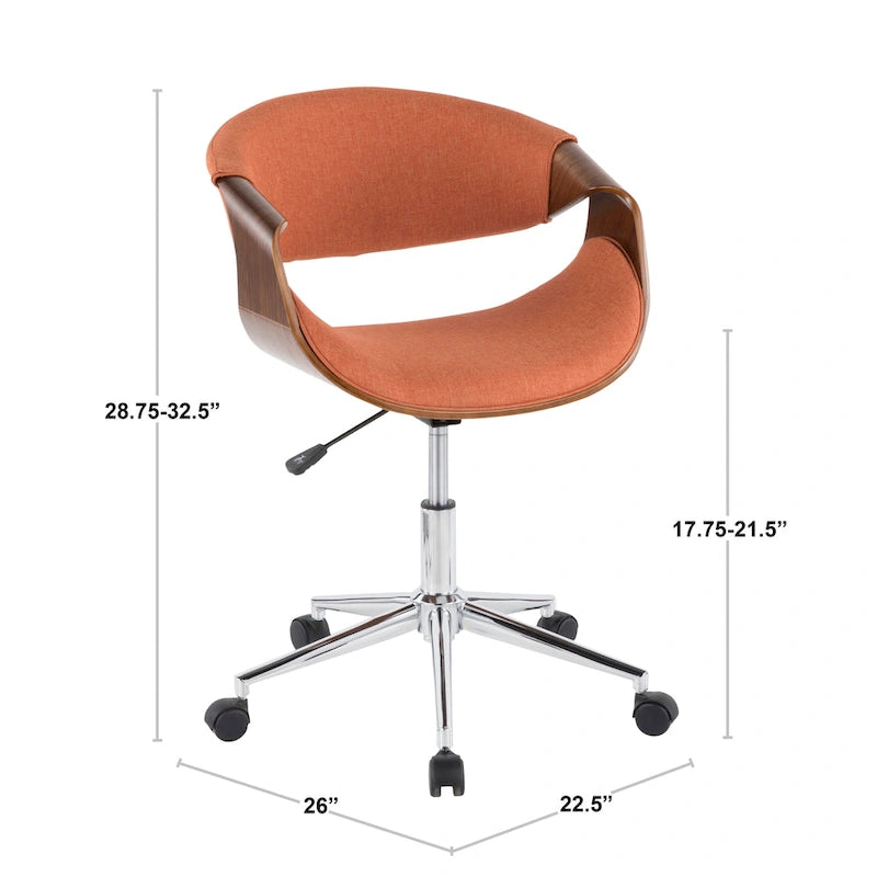 Mid-Century Modern Swivel Office Chair – Cream / Teal / Orange – 1 Person