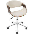 Mid-Century Modern Swivel Office Chair – Cream / Teal / Orange – 1 Person