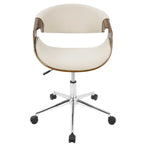Mid-Century Modern Swivel Office Chair – Cream / Teal / Orange – 1 Person