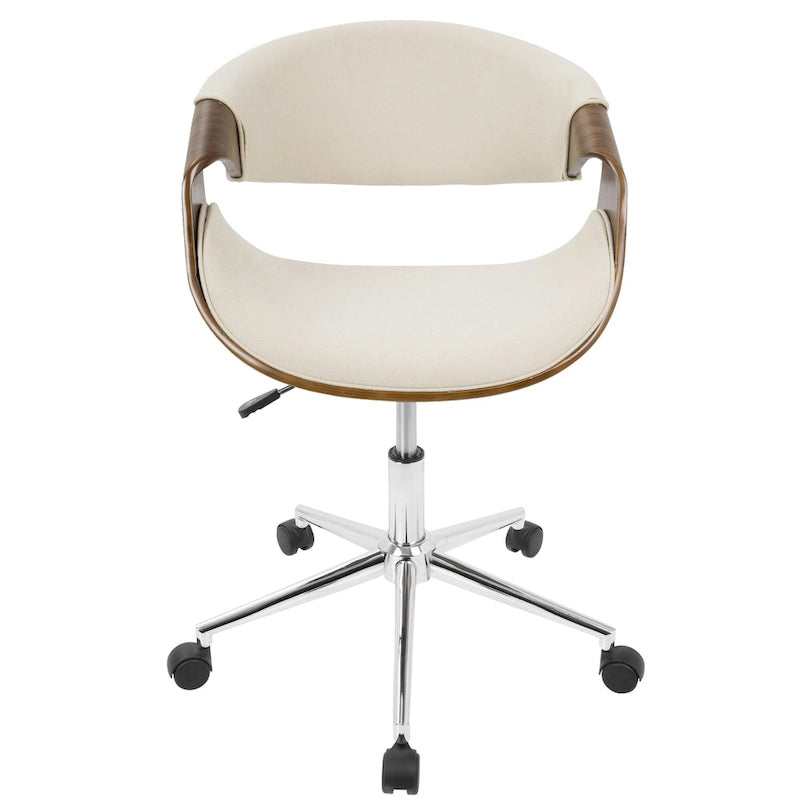 Mid-Century Modern Swivel Office Chair – Cream / Teal / Orange – 1 Person