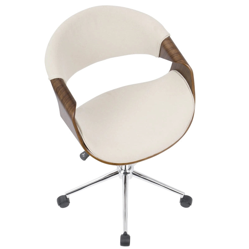 Mid-Century Modern Swivel Office Chair – Cream / Teal / Orange – 1 Person