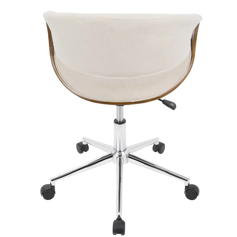 Mid-Century Modern Swivel Office Chair – Cream / Teal / Orange – 1 Person