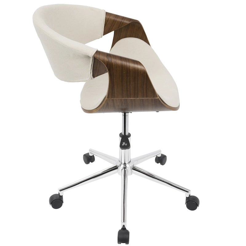 Mid-Century Modern Swivel Office Chair – Cream / Teal / Orange – 1 Person