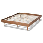 Ash Walnut Mid-Century Modern Wood Bed Frame with Tapered Legs – Full / Queen / King – 2 Person