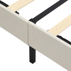 Beige / Grey Fabric Upholstered Platform Bed with Square Tufted Headboard – Full / Queen / King