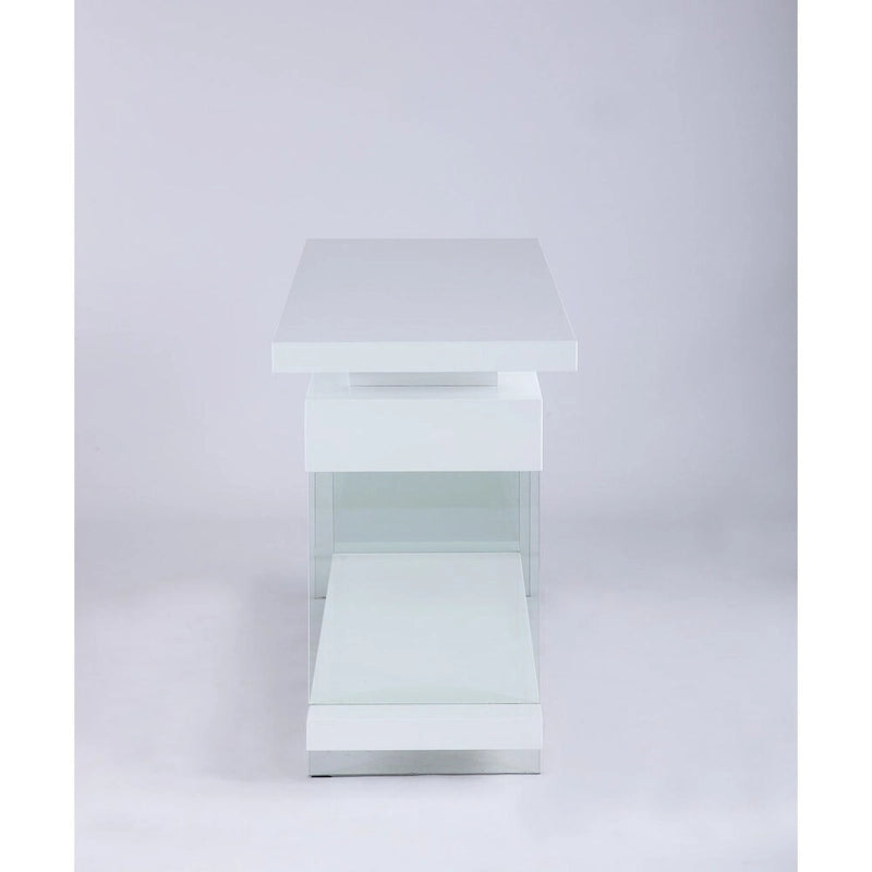 White Rotating L-Shape Home Office Desk – 1 Person