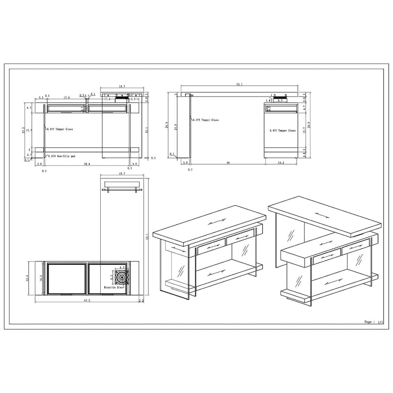 White Rotating L-Shape Home Office Desk – 1 Person