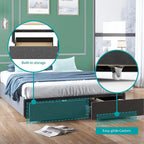 Linen Upholstered Platform Bed with Storage Drawers – Beige / Light Grey / Dark Grey – Full / Queen / King
