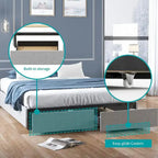 Linen Upholstered Platform Bed with Storage Drawers – Beige / Light Grey / Dark Grey – Full / Queen / King