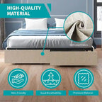 Linen Upholstered Platform Bed with Storage Drawers – Beige / Light Grey / Dark Grey – Full / Queen / King