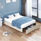 Linen Upholstered Platform Bed with Storage Drawers – Beige / Light Grey / Dark Grey – Full / Queen / King