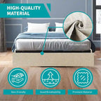 Linen Upholstered Platform Bed with Storage Drawers – Beige / Light Grey / Dark Grey – Full / Queen / King