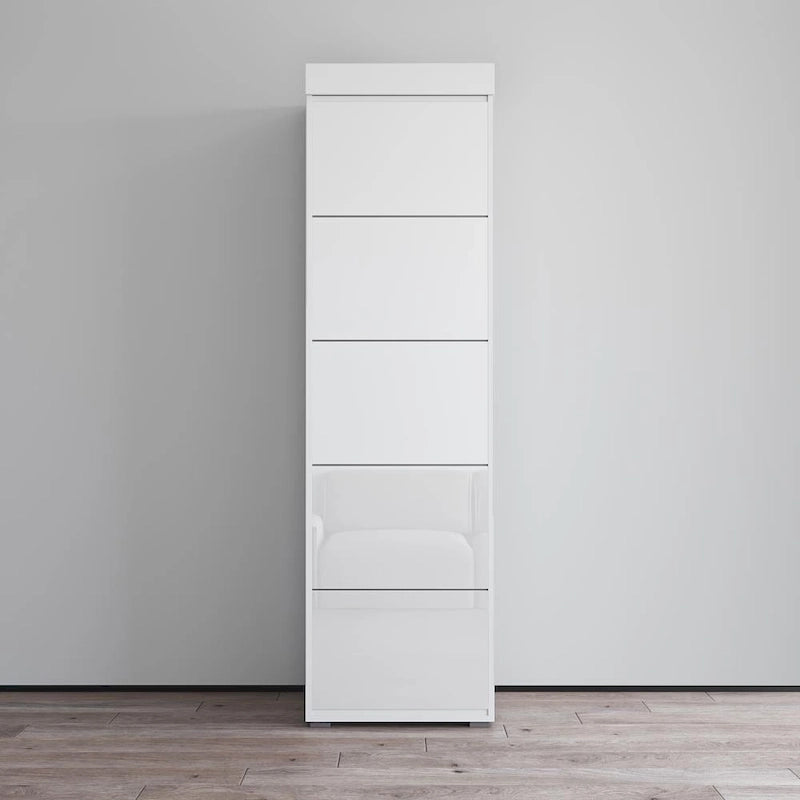 Gray / Black / White Glass-Front Wardrobe Armoire with Matte Body