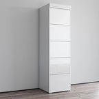 Gray / Black / White Glass-Front Wardrobe Armoire with Matte Body