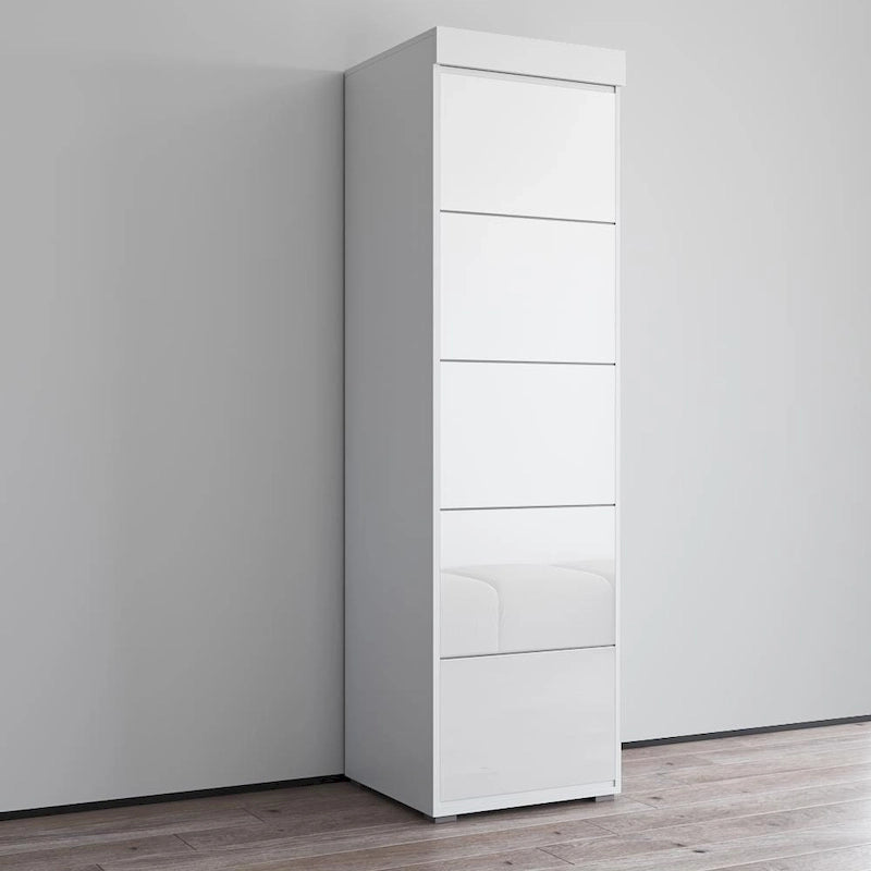 Gray / Black / White Glass-Front Wardrobe Armoire with Matte Body