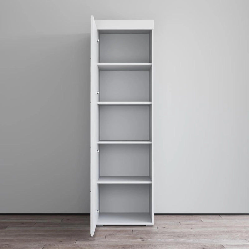 Gray / Black / White Glass-Front Wardrobe Armoire with Matte Body