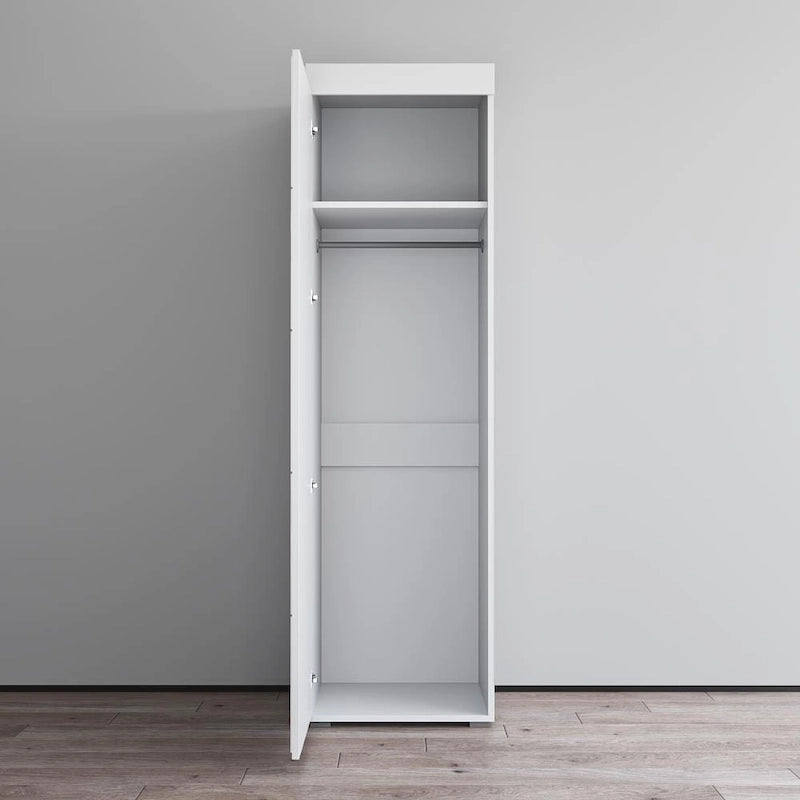 Gray / Black / White Glass-Front Wardrobe Armoire with Matte Body