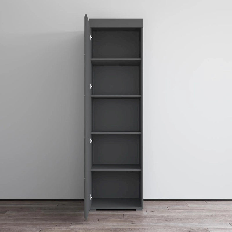 Gray / Black / White Glass-Front Wardrobe Armoire with Matte Body