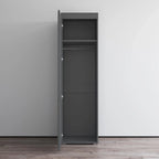 Gray / Black / White Glass-Front Wardrobe Armoire with Matte Body