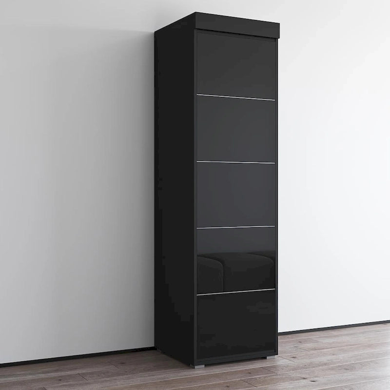 Gray / Black / White Glass-Front Wardrobe Armoire with Matte Body