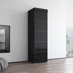 Gray / Black / White Glass-Front Wardrobe Armoire with Matte Body