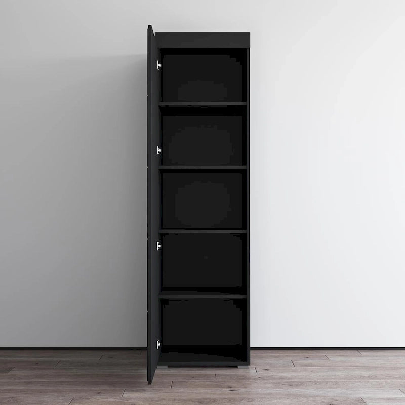 Gray / Black / White Glass-Front Wardrobe Armoire with Matte Body