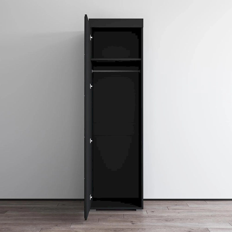 Gray / Black / White Glass-Front Wardrobe Armoire with Matte Body