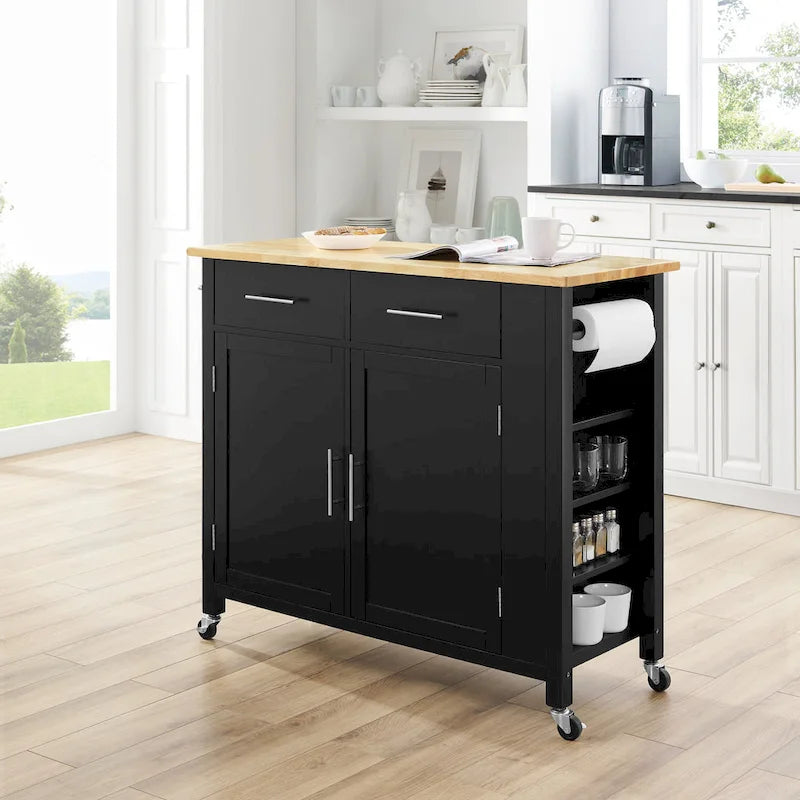 Crosley Savannah Full-size Wood-top Kitchen Cart - 37 H x 42 W x 18.25 D
