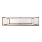 Gold Matte Iron Console Table with Tempered Glass Top & Mirrored Shelf